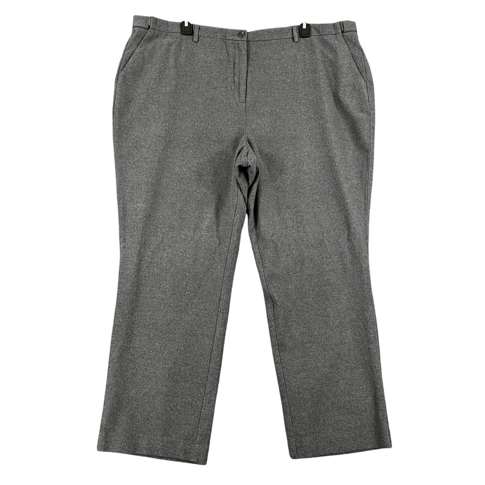 LL Bean Trousers Womens 26W Gray Cotton Lined Classic Fit Office